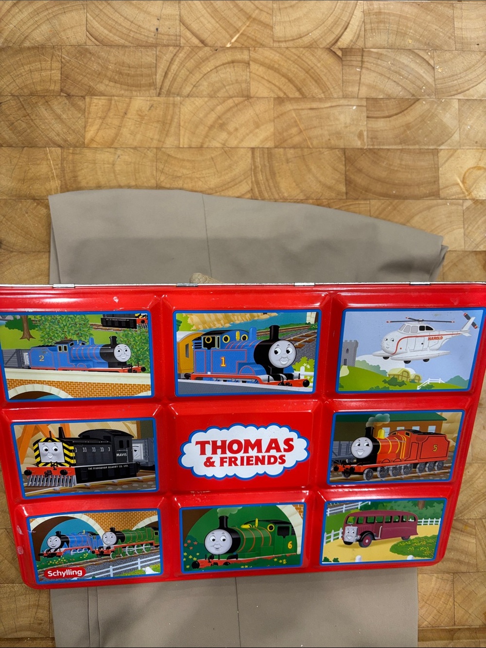Thomas & Friends Red Puzzle Board with Colorful Train Scenes